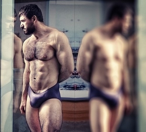 Hairy chest, legs,Beard and Mustache.