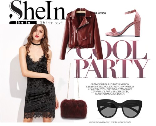 cool party by inna2105 featuring a high heeled footwearBiker jacket / Velvet dress / High heeled foo