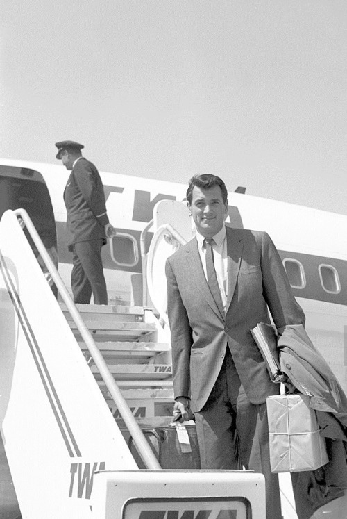 mattybing1025: Rock Hudson arrives at Ciampino airport in Rome, 1960.