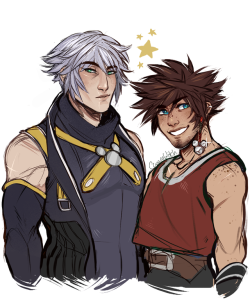 starhoodies:I have nothing witty to say; I just wanted to draw mid-twenties!Sora with a stubbly beard. HHHHH Naturally Riku found himself in there. S’all I got. 