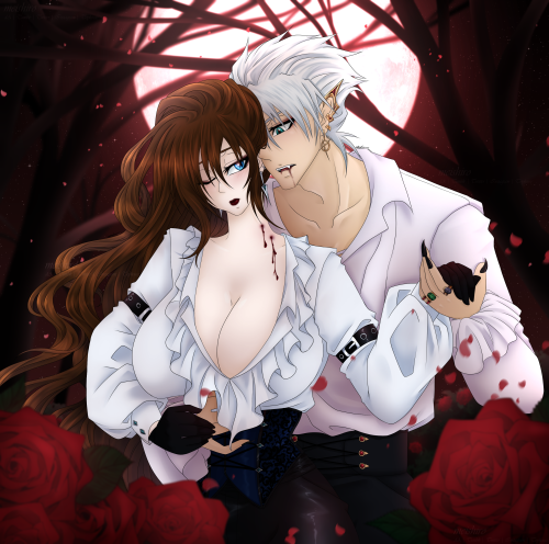  BLEACH: Valentines 2022 [OC X Canon]Forgot to post here a lil drawing for my Vampire x Hunter au an