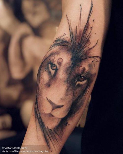 By Victor Montaghini, done in São Paulo. http://ttoo.co/p/36125 animal;arm;astrology;big;facebook;feline;leo;lion;sketch work;twitter;victormontaghini;watercolor;zodiac