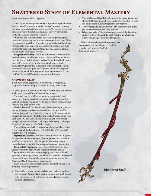 Shattered Staff of Elemental Mastery – My D&amp;D book about reassembling a 5-in-1 Artifact of mythi