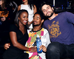 dailyjackfalahee:  Aja Naomi King, Alfred Enoch and Jack Falahee attend a private event at Hyde Staples Center hosted by AQUAhydrate for the Drake and Future concert on September 7, 2016 in Los Angeles, California. 
