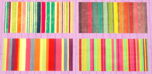 Girl’s Striped Rug Set Comes with 8 swatches of 3 different sized rugs- Sizes 2x1, 3