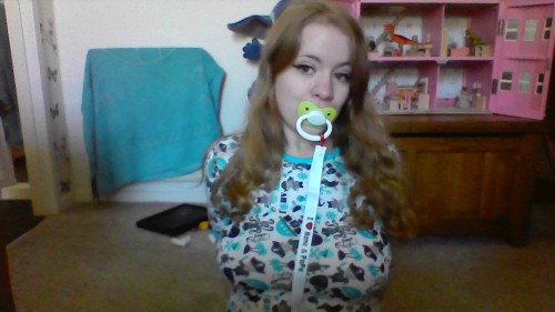 littlelolikat:  Pirate onesie from ABDLMarketplace! and a new green paci! 