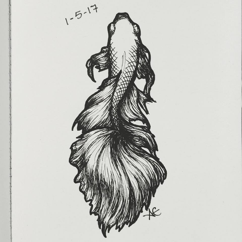 alexaellstromartpage:  Day 5/365Betta SplendensPen &amp; Ink- Alexa Ellstrom