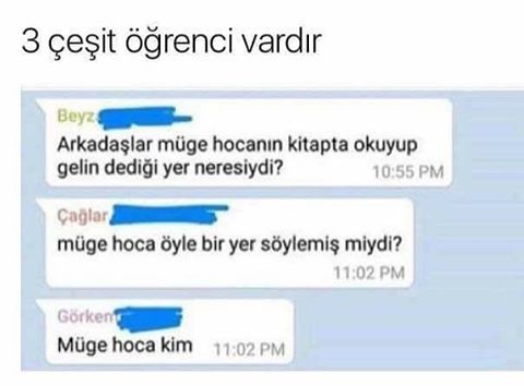 3 çeşit öğrenci...