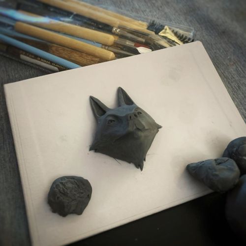 WIP of black dog pendent. I decided to put this guy on hold while I work on a baby yoda pendent. But