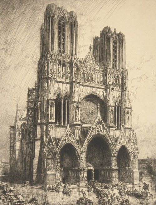 Cathédrale de Reims (1911 - Etching) -  Auguste Lepère