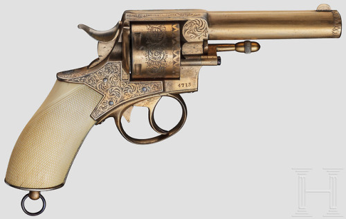 Engraved and gilded Webley Royal Irish Constabulary No.1 revolver with ivory grips, retailed by Mant