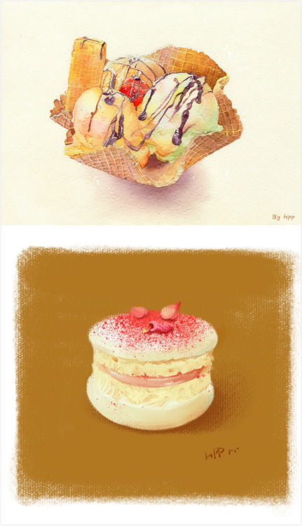 Watercolor food by Chinese illustrator 豪屁屁PP