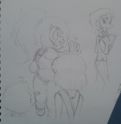 screwpinecaprice:  Human AU where Amethyst, Lapis and Peridot are close friends. And Pearl is probably Amethyst’s tutor?  I didn’t bother with fashionable clothes. If not in uniform, public school students in my place wear these kind of plain outfits