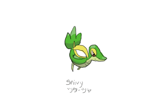 Drew Pokemon With My Left Hand, Snivy, Photoshop.