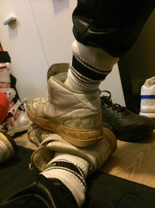 sneaksbdsm: Wow! Awesome Nike AFOs Really used!