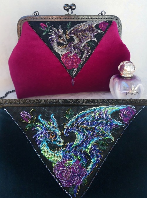 sosuperawesome:Bead Embroidered BagsDragon Lover Art on EtsySee our #Etsy or #Embroidery tags