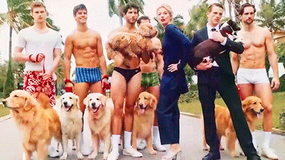 Porn Pics famousmeat:Guys in underwear walking puppies,