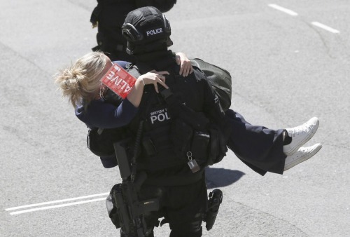 militaryarmament:  Police staging a mock Tunisia-style ‘marauding gun attack’ on streets of London in the biggest ever counter-terrorism exercise in the United Kingdom. The exercise included 999 services, intelligence agencies, Armed police, the military,