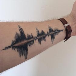 tattoosnyc:  Healed B&W waveform, my