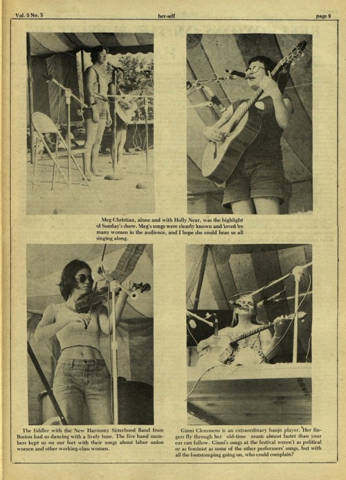 “Women’s Music Festival,” Her-self, Vol. 5, No. 5 (November 1976). A report on the first Michigan Wo