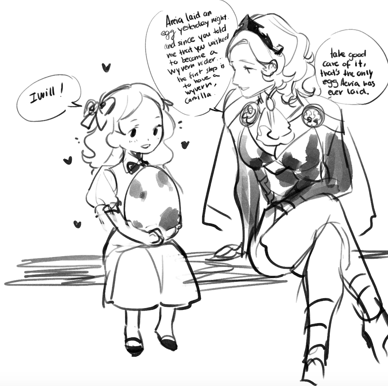 herukas:random sketches of Queen Katerina + baby Xander and smol Camilla.