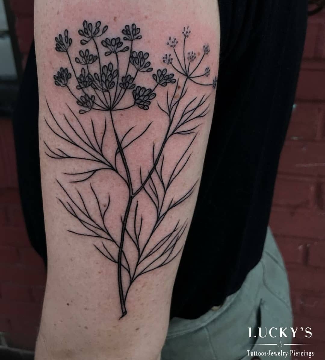 Lucky's Tattoo and Piercing on Tumblr: A lovely bit of fennel from  @emi.lynn.holler ! #luckysnoho #northamptonma #blacktattoos #blackwork  #blackworkers #blackink...