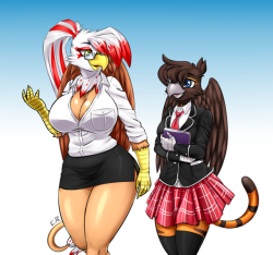 pia-chan: Patreon request OC Talisa and OC Tabitha Mentor and apprentice.  pretty birdies~ ;9