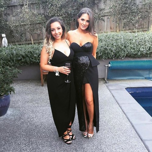 Another shot of @angeliquemarkos (right) looking amazing in our Elle Zeitoune Cara Dress at her Christmas Party 😍 This dress available for hire in sizes 8,10,12 throughout the party season! For all enquiries email support@runwaydream.com.au...