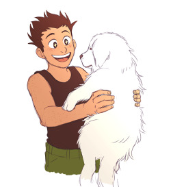 cazzart: “killua, killua!! his hair is white and fluffy just like yours!!” request of gon with a dog for @ishouldgetatumbler 