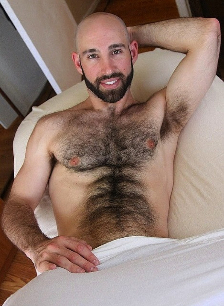 Naked black men bald hairy chest