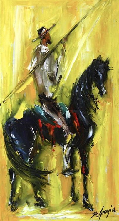rfsnyder:Don Quijote”, Oil on canvas Equestrian art, Bluequestrian ❤