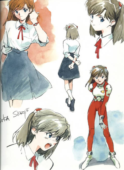 extramana: Asuka from Neon Genesis Evangelion concept art.