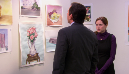 macarons-and-corpses:  i-have-been-thunderstruck:  So sweet  I don’t know if you’ve actually seen this episode, but Pam invites the entire office to her art show that she’s been gearing up for for a really long time. Nobody shows up except for Oscar