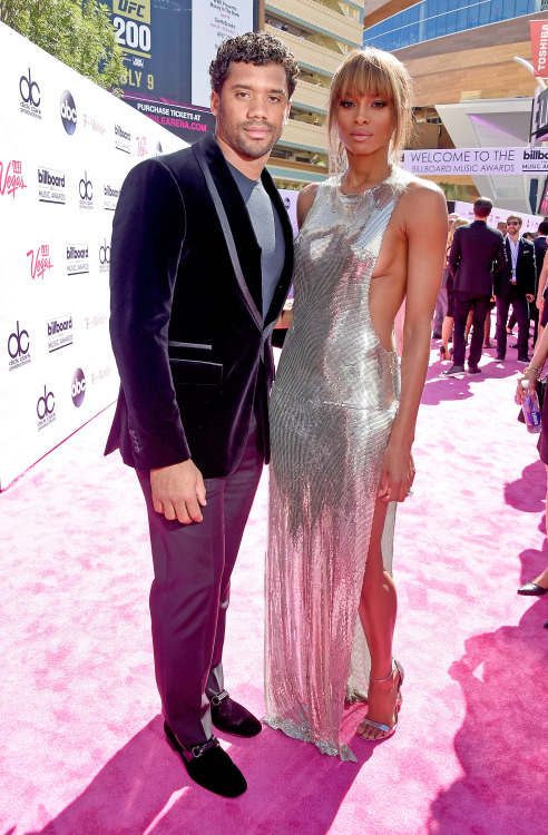 celebritiesofcolor:Russell Wilson and Ciara attend the 2016 Billboard Music Awards at T-Mobile Arena