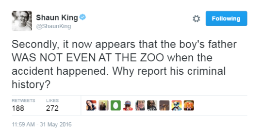 dynastylnoire:  comicsandnovels:  dynastylnoire:  blackmattersus:   American Media is all about demonizing black people  At the Pittsburgh Zoo the family was white. The parenting was questioned but never was the parents background looked into.  The family