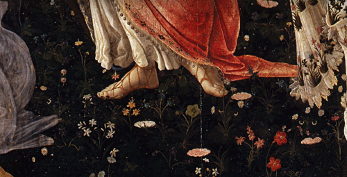 thehandoftheartist: Sandro Botticelli La Primavera (c. 1482) tempera on panel. Uffizi Gallery, 