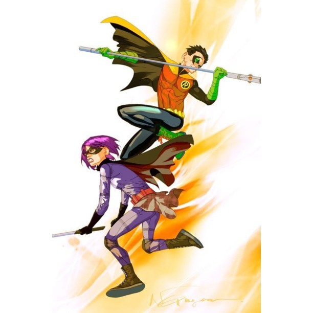 #badass #damienwayne #robin #hitgirl #batman #kickass