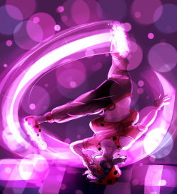 jen-iii:  I had the idea that in @starrycove‘s Miraculous Moves AU that Ladybug has these light up shoes which do this really cool effect when in motion and I thought it would be a really cool reference to the actual Ladybug’s Yo-Yo when she spins