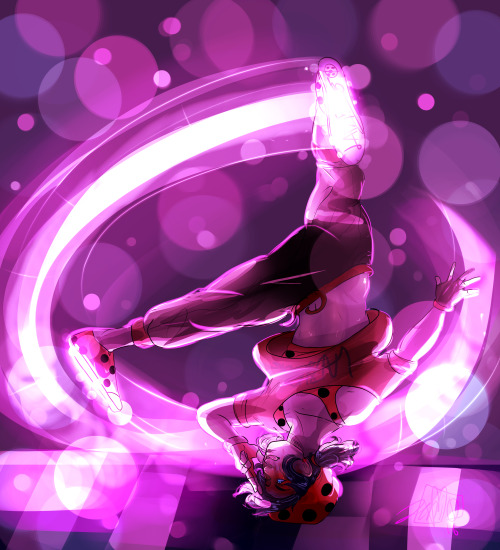 I had the idea that in @starrycove‘s Miraculous Moves AU that Ladybug has these light up shoes which do this really cool effect when in motion and I thought it would be a really cool reference to the actual Ladybug’s Yo-Yo when she spins :3c