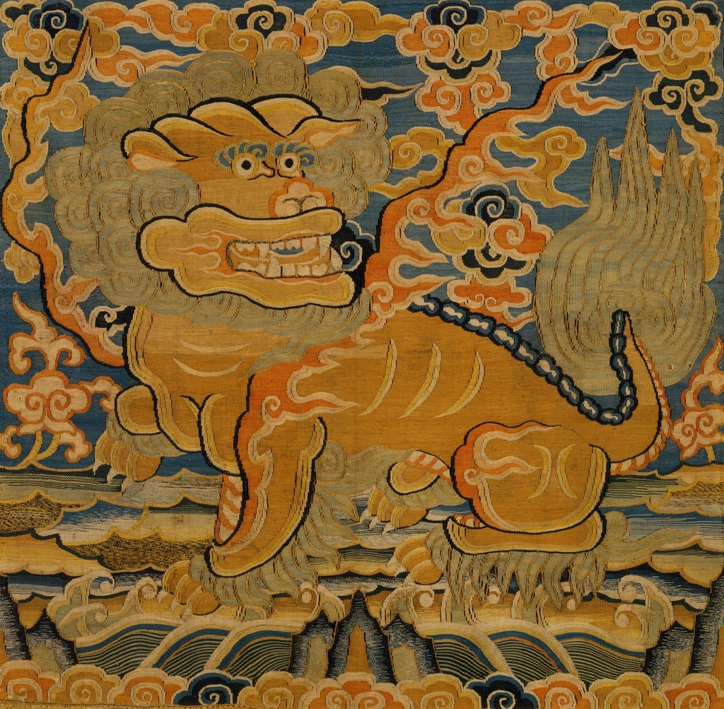 arsvitaest:  Rank badge with lion Origin: ChinaDate: 15th centuryMedium: Silk and