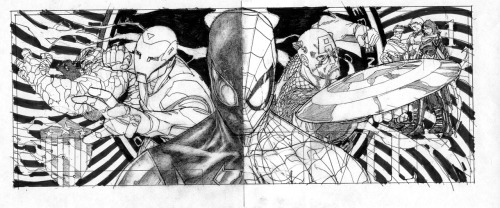 nomalez:  ungoliantschilde:  some pencils and roughs by Steve McNiven.  Some arts of Steve McNiven look better without colors and ink. For example, “Old Man Logan” is a masterpiece but I don’t like the colors on it. Links:  Steve McNiven / Marvel