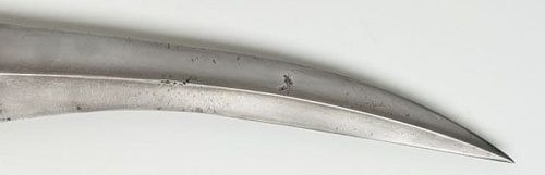 art-of-swords:  Khanjar Dagger Dated: 18th century Culture: Ottoman Place of Origin: Turkey Measurements: overall length 53 cm; blade length 30.5 cm The dagger has a curved blade of watered wootz steel and marine ivory handle. The scabbard is decorated