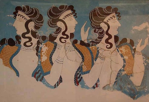 “The Ladies in Blue” Minoan fresco from Knossos palace,Crete