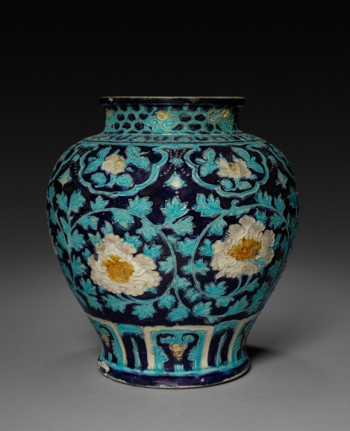 Jar with Chrysanthemum Decoration: Fahua Ware, 1368-1644, Cleveland Museum of Art: Chinese ArtSize: 