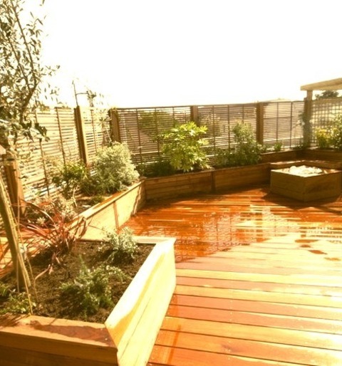 Deck - Modern DeckAn Illustration Of A Medium-sized Minimalist Rooftop Deck With A Container Garden And