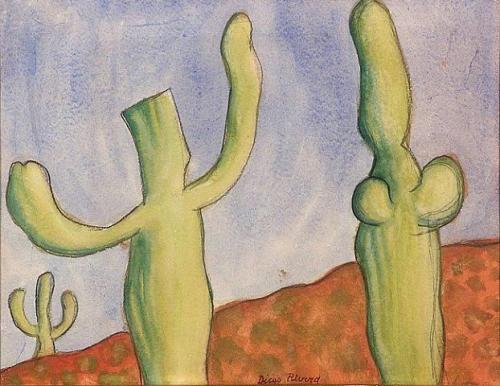 cactus-in-art:Diego Rivera (Mexican, 1886-1957) Landscape with Cacti 1, 1931