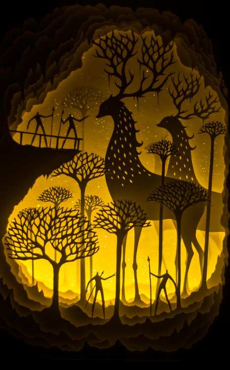 asylum-art:New Backlit Paper Sculptures by Deepti Nair and Harikrishnan PanickerAt Black Book Galler