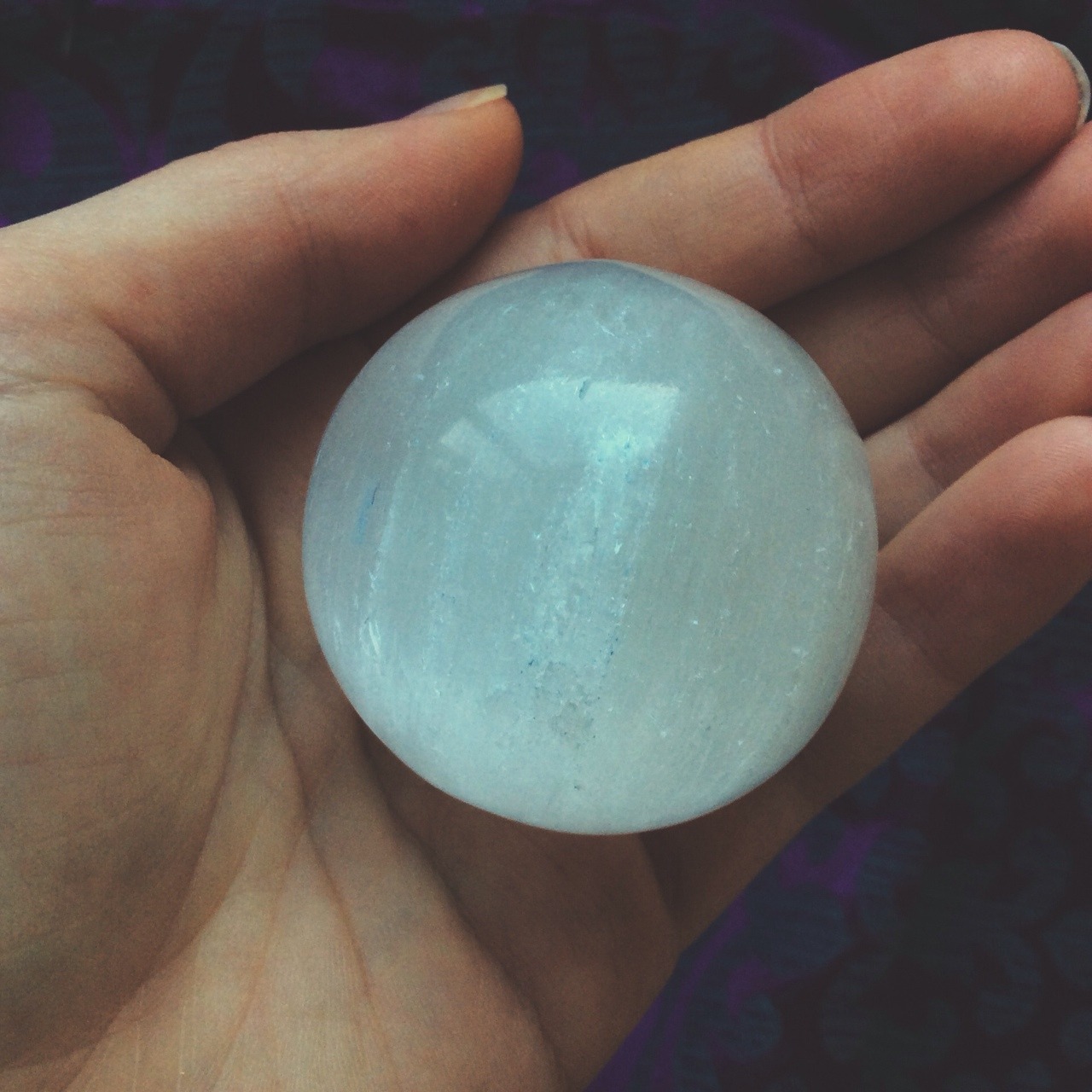 luna-patchouli:  A selenite crystal ball I have for sale in my new shop ~ it feels