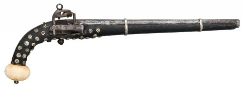 Ivory ball butt miquelet pistol, originates from the Caucuses, 19th century.From Thomas Delmar Aucti