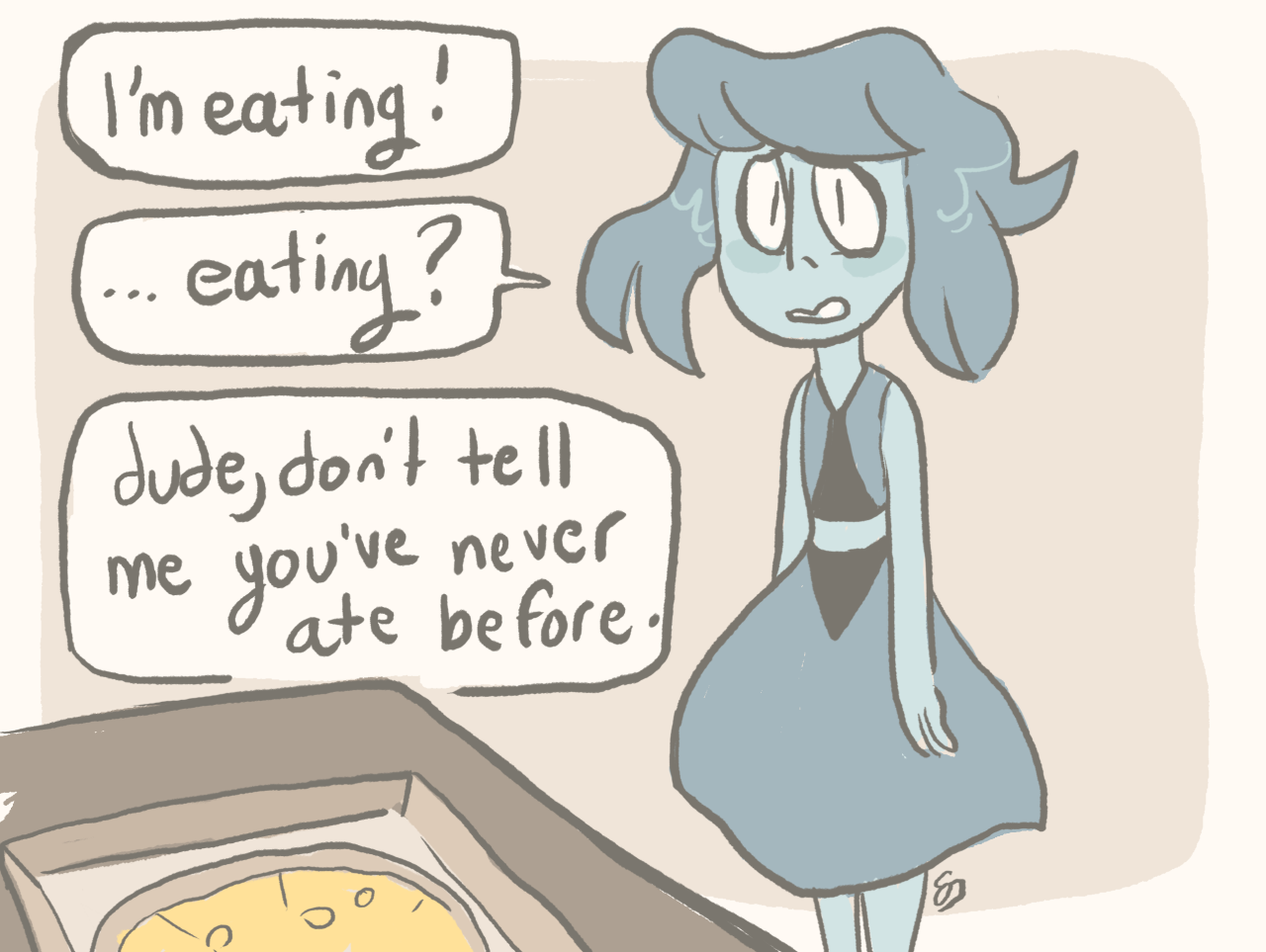 mushroomstairs:  a quick silly comic but i want lapis to eat as much as amethyst